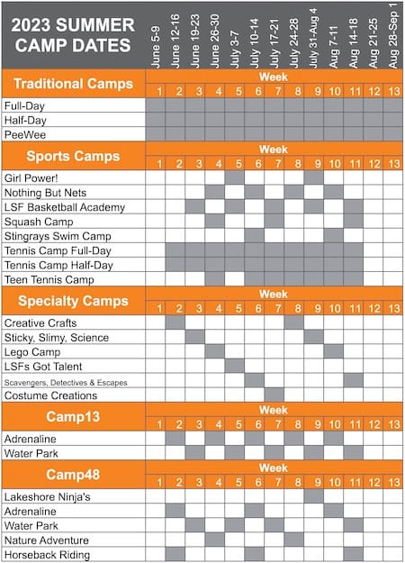 LSF-LP Summer Camp Info - Sessions 2023 (updated May 2023)